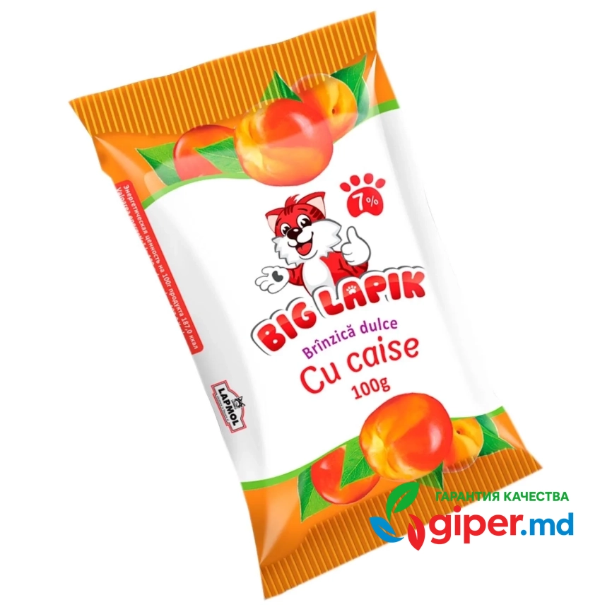 BIG LAPIK Сырок сладкий с абрикосом 100г — вкусный творожный десерт для детей и взрослых фото 1
